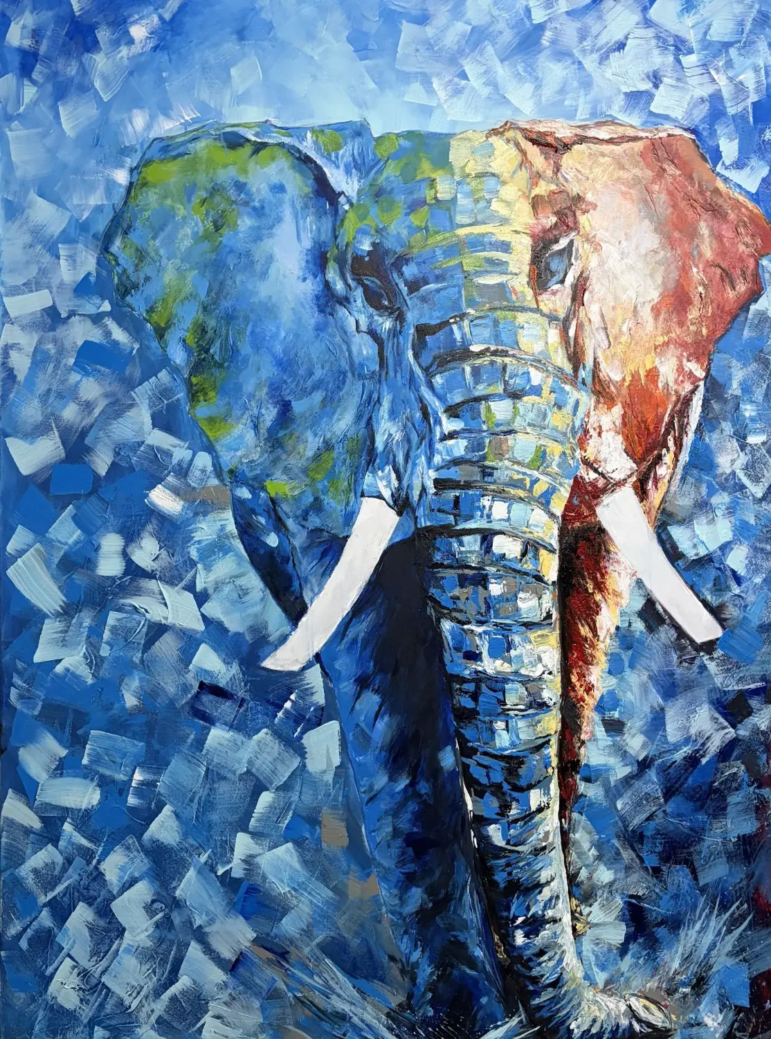 Mosaic Pachyderm, original elephant painting